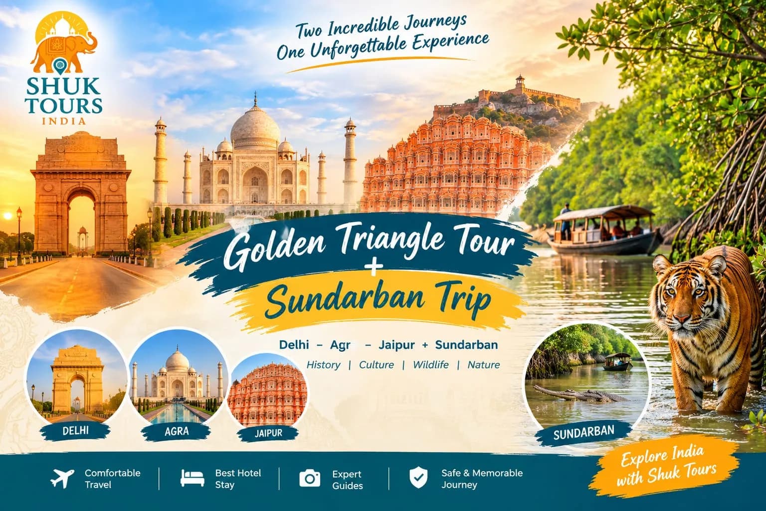 Golden Triangle with Sundarban Tour